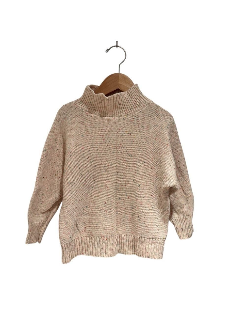 NEVER/NOT Kids' Cream Confetti Speckled Sweater - size 2 *fits very generous